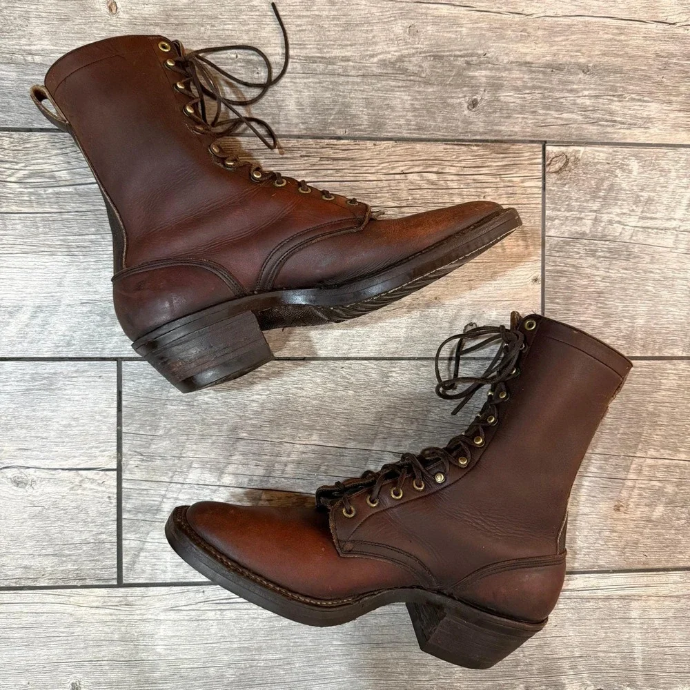 Vintage Heritage Leather Packer Style Vibram‎ Workwear Western Boots Men 12B